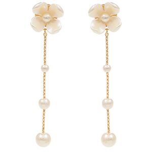 Acrylic Flower & Pearl Chain Earrings